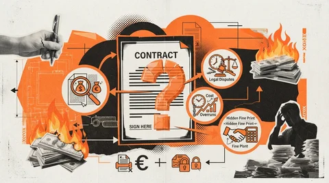 Contrat de construction et stylo posés sur une table, avant signature