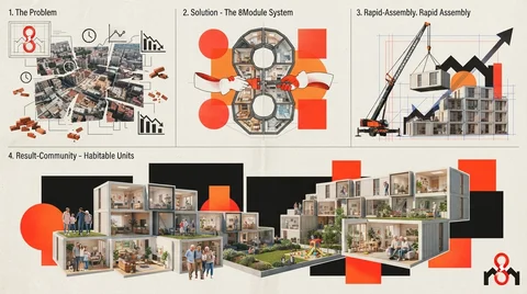 Chaîne d'assemblage de modules d'habitation en bois dans une usine québécoise
