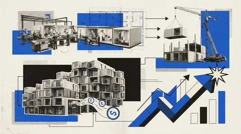 Immeuble locatif modulaire de plusieurs étages terminé, en milieu urbain au Québec