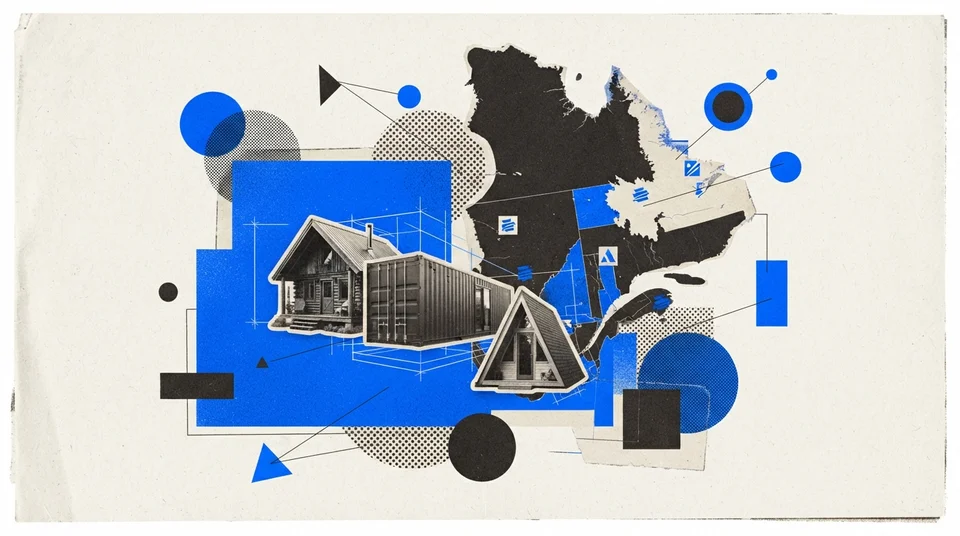 Petite maison sur un terrain résidentiel québécois, panneau de zonage municipal à l'avant-plan