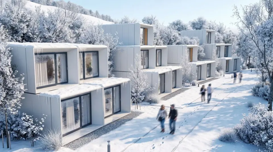 Modules de maison préfabriquée en cours d'assemblage dans une usine québécoise de construction modulaire