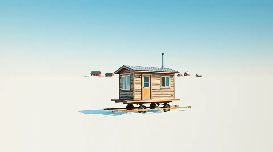 Modules d'habitation sortant d'une usine sous un ciel arctique